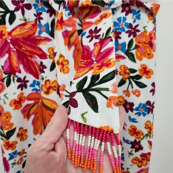 NEW Joie Women's Floral Belted Wide Leg Crop Pants Colorful Linen Blend US 2 NWT - Picture 4 of 9